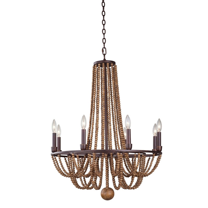 Farmhouse Beechwood 8-Light Chandelier in Royal Mahogany