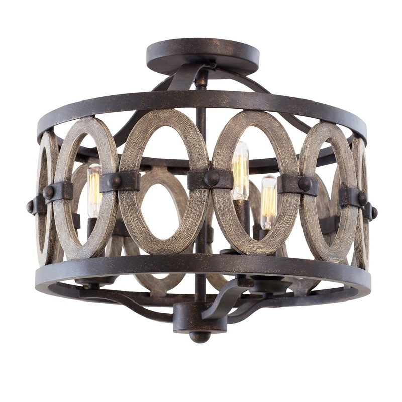 Farmhouse Belmont 16.5" Flush Mount in Florence Gold