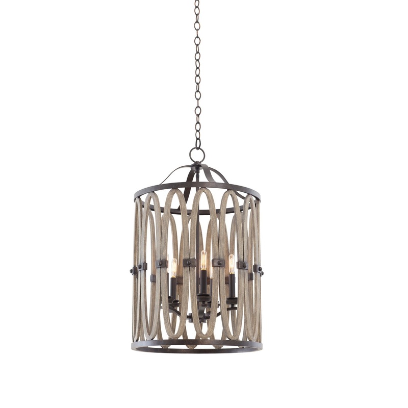 Farmhouse Belmont 5-Light Foyer in Florence Gold