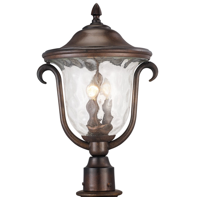 Gothic Santa Barbara Outdoor 3-Light Medium Post Mount Lantern in Burnished Bronze
