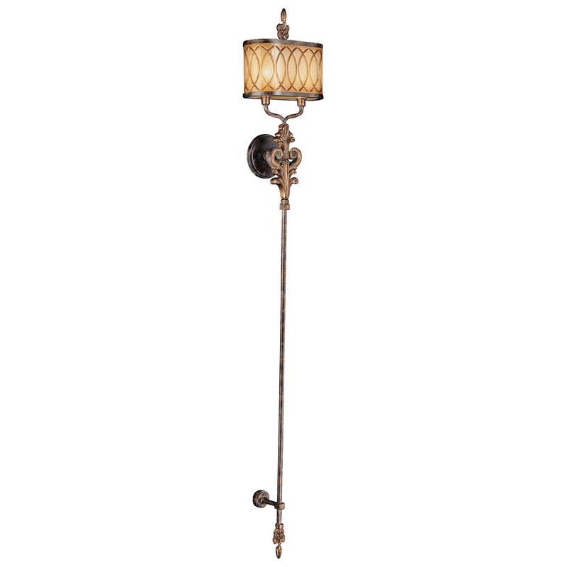 Terraza Villa 2-Light Wall Torchiere in Aged Patina with Gold Leaf Accents