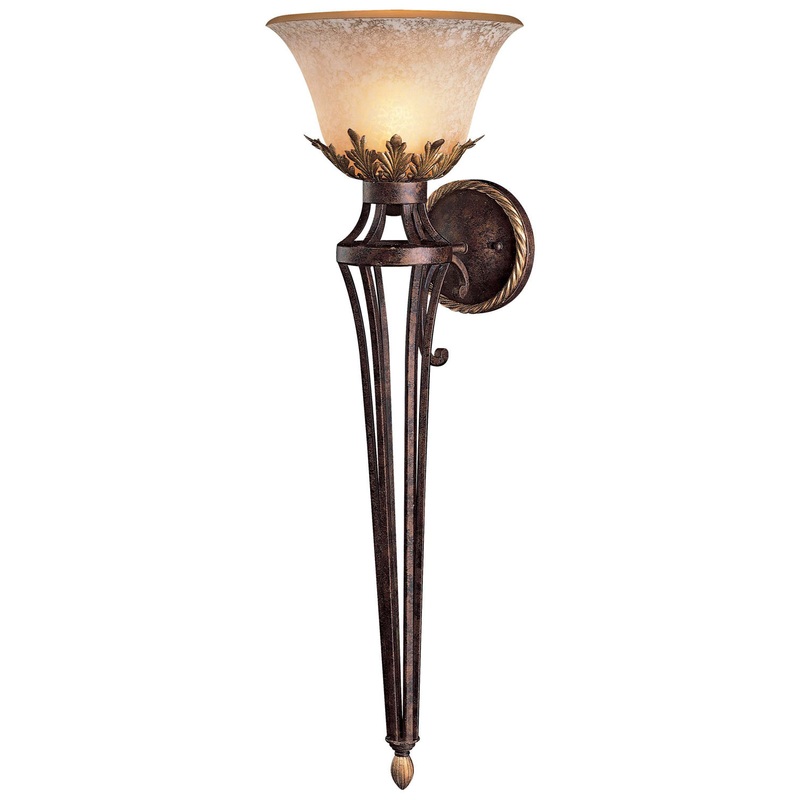 Zaragoza 1-Light Wall Sconce in Golden Bronze with Salon Scavo Glass
