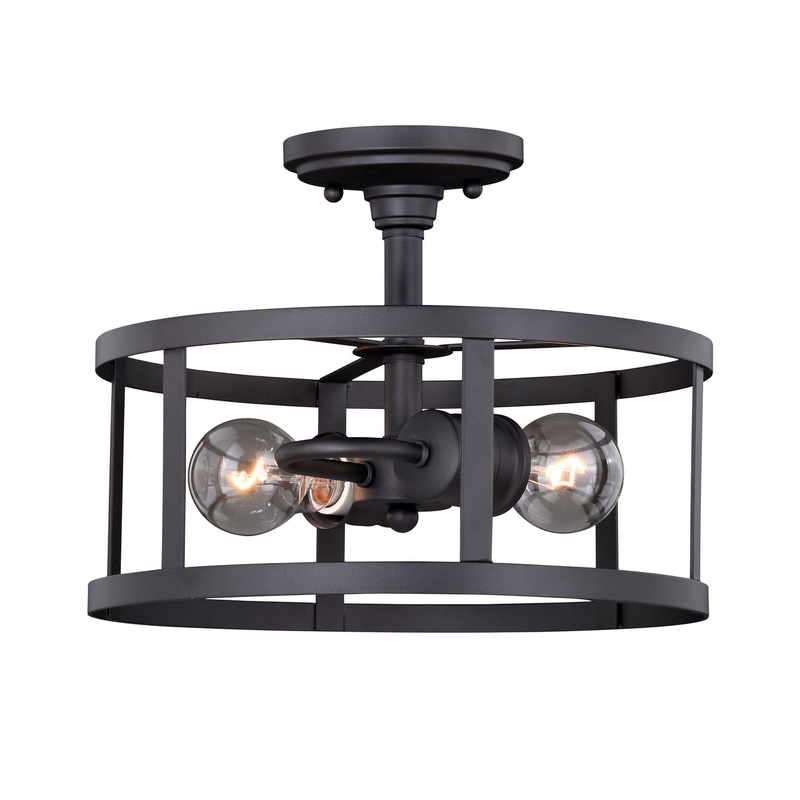 Akron 12" Semi-Flush Mount in Oil Rubbed Bronze & Inner Matte White