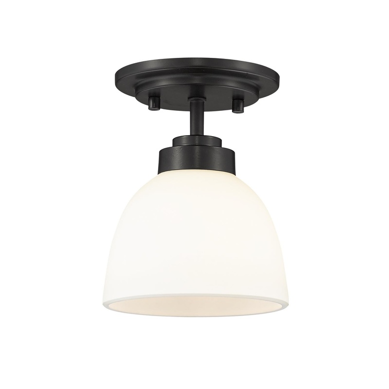 Ashton 1-Light Flush Mount in Matte Black with Matte Opal Glass Shade