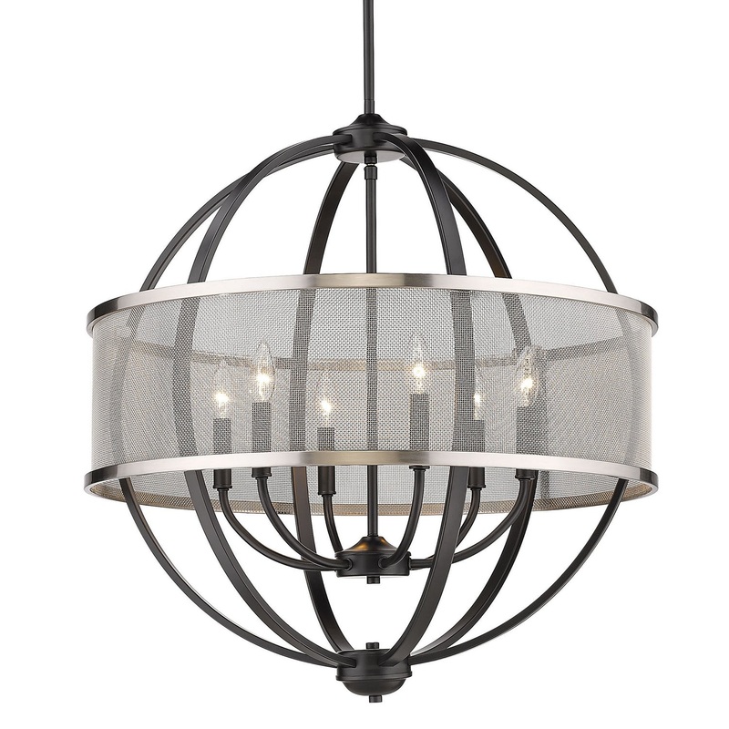 Colson 6-Light Chandelier in Matte Black with Pewter