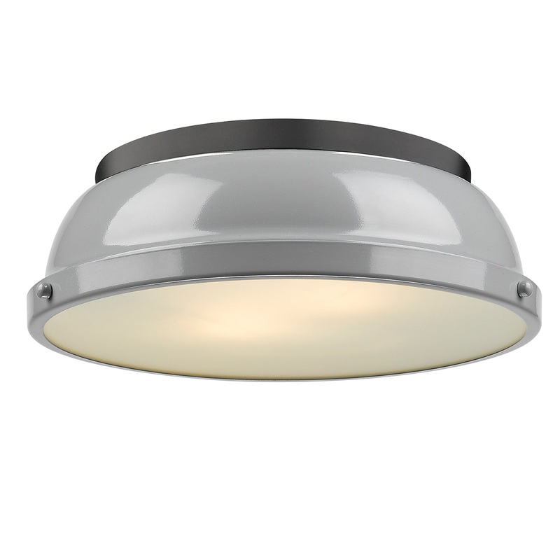 Duncan Flush Mount in Matte Black with Gray Shade
