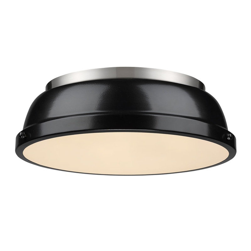 Duncan Flush Mount in Pewter with Black Shade