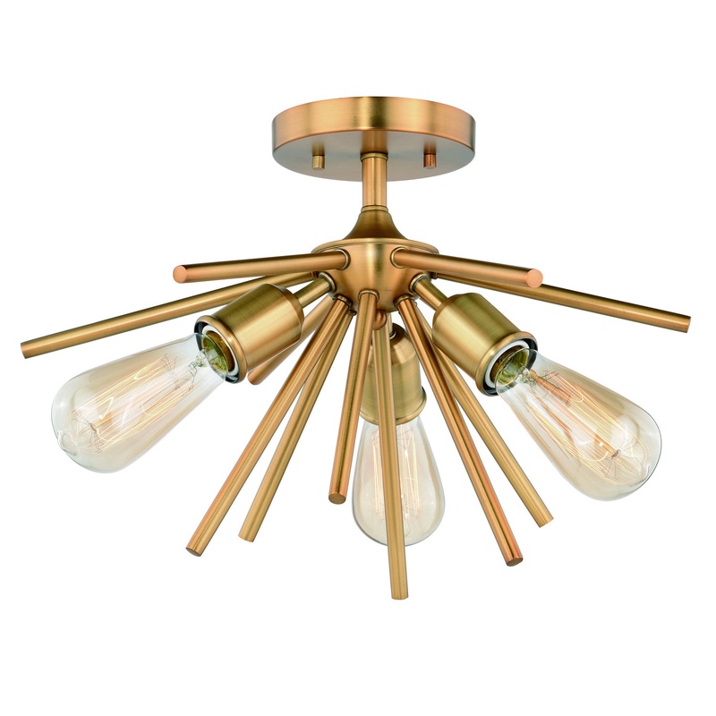 Estelle 17" Semi-Flush Mount in Natural Brass