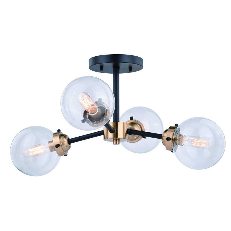 Orbit 20" Semi-Flush Mount in Oil Rubbed Bronze with Muted Brass