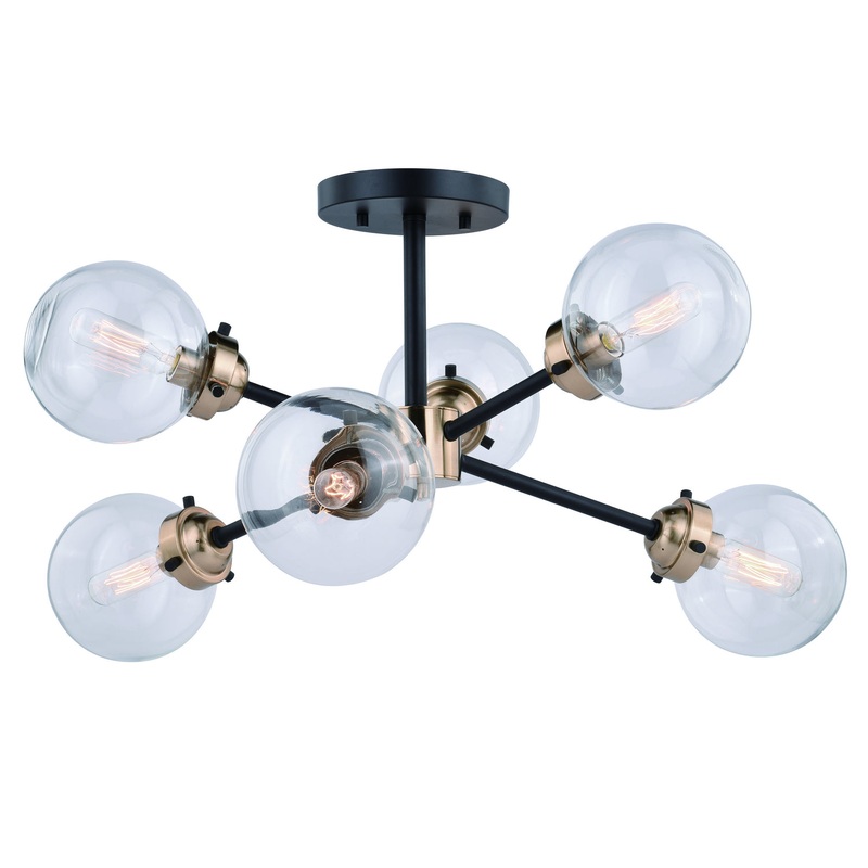 Orbit 25" Semi-Flush Mount in Oil Rubbed Bronze with Muted Brass