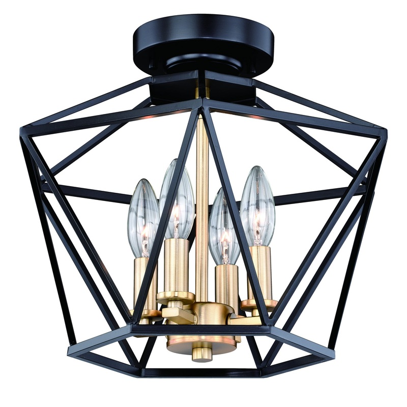 Turin 14.5" Semi-Flush Mount in Noble Bronze with Natural Brass
