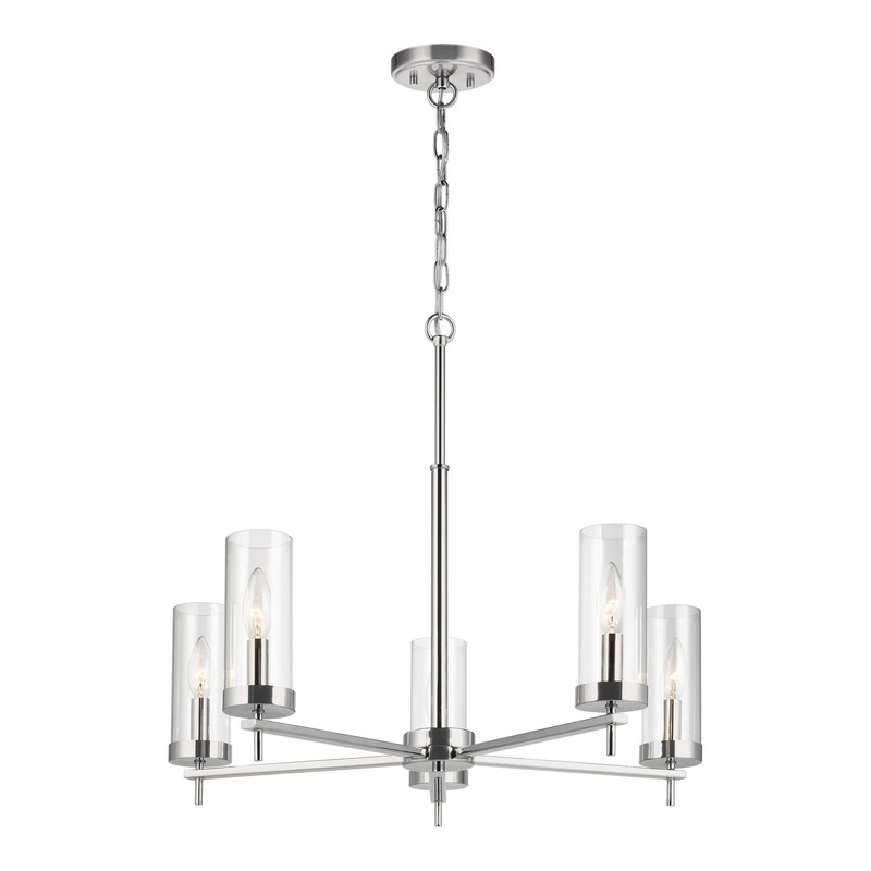 Zire 5-Light Chandelier in Chrome with Clear Glass