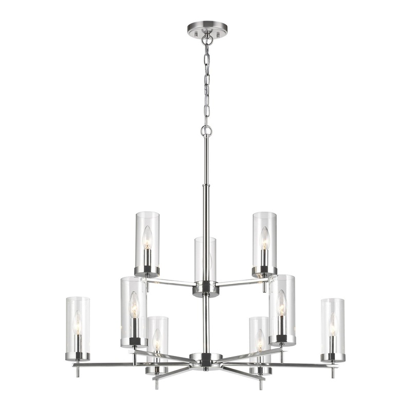 Zire 9-Light Chandelier in Chrome with Clear Glass