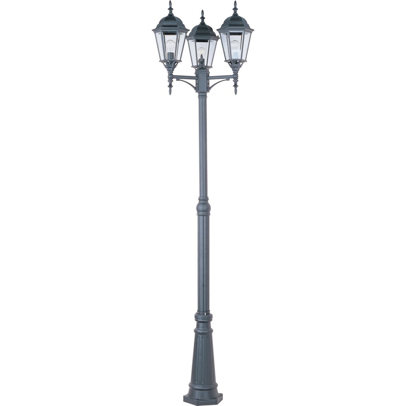 3-Light Outdoor Pole/Post Lantern in Black