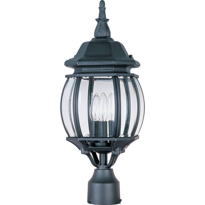 Crown Hill 3-Light Outdoor Pole/Post Lantern in Black with Clear Glass