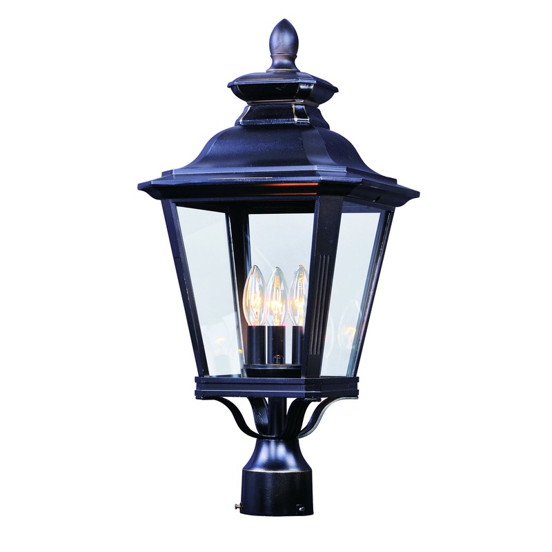 Knoxville 3-Light Outdoor Post in Bronze with Clear Glass