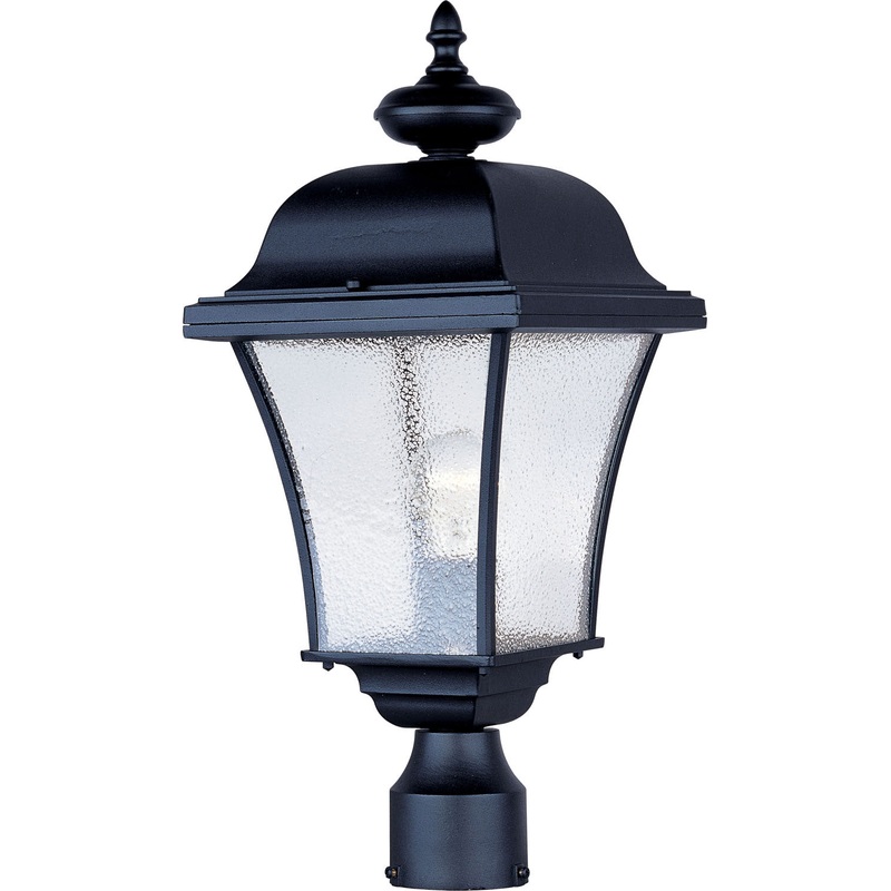 Senator 1-Light Outdoor Pole/Post Lantern in Black with Seedy Glass