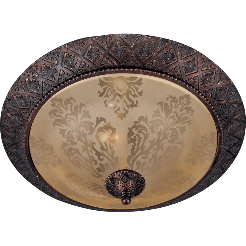 Symphony 2-Light Flush Mount with Screen Amber Glass