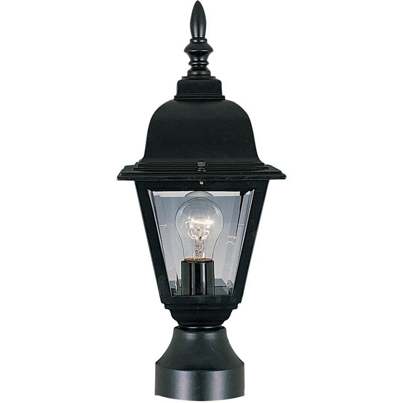 Builder Cast 1-Light Outdoor Pole/Post Lantern in Black with Clear Glass