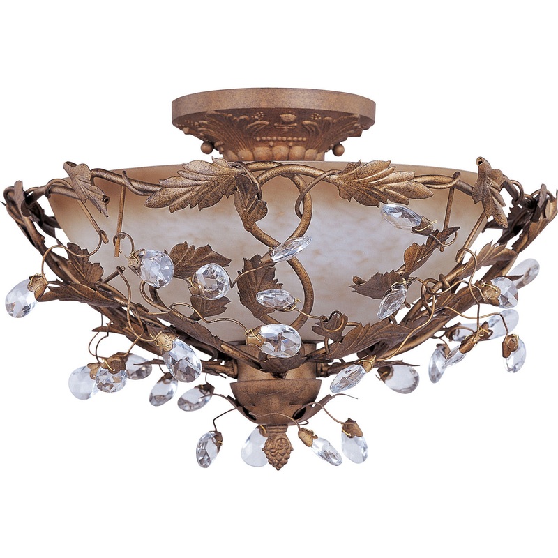 Elegante 3-Light Semi-Flush Mount in Etruscan Gold