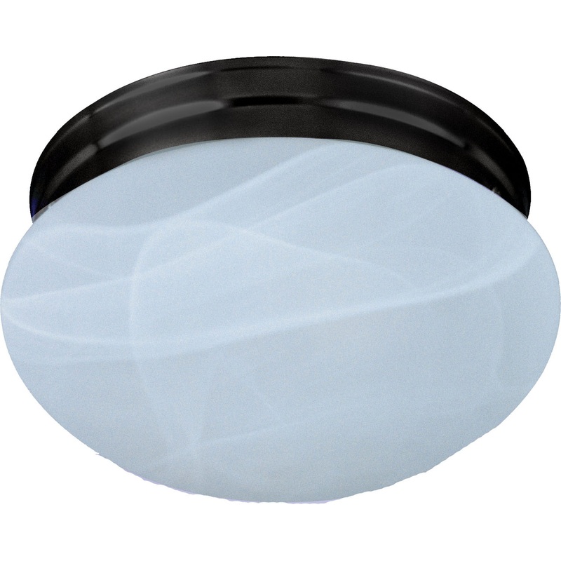 Essentials 1-Light Flush Mount in Oil Rubbed Bronze with Marble Glass