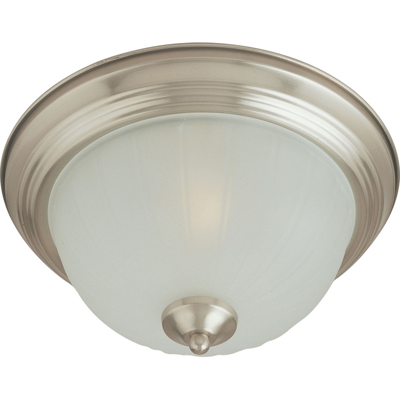 Essentials 1-Light Flush Mount in Satin Nickel with Frosted Glass
