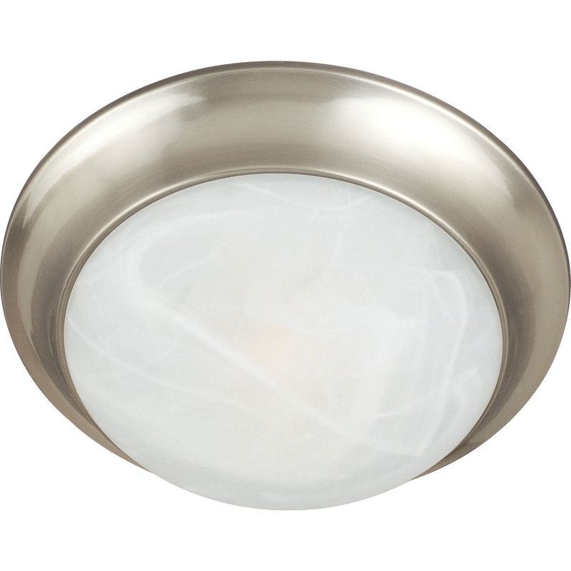 Essentials 1-Light Flush Mount in Satin Nickel with Marble Glass