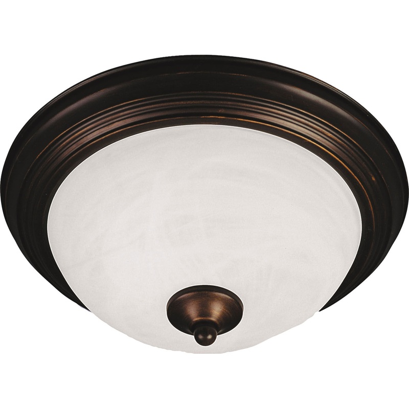 Essentials 2-Light Flush Mount in Oil Rubbed Bronze with Marble Glass