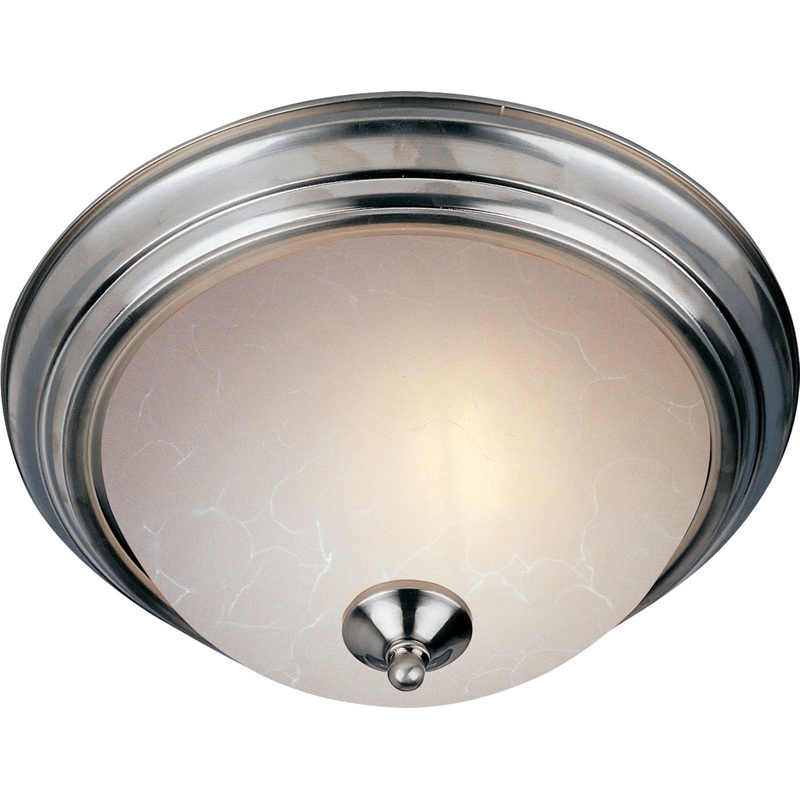 Essentials 2-Light Flush Mount in Satin Nickel with Ice Glass