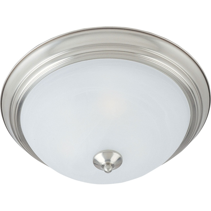 Essentials 3-Light Flush Mount in Satin Nickel with Marble Glass