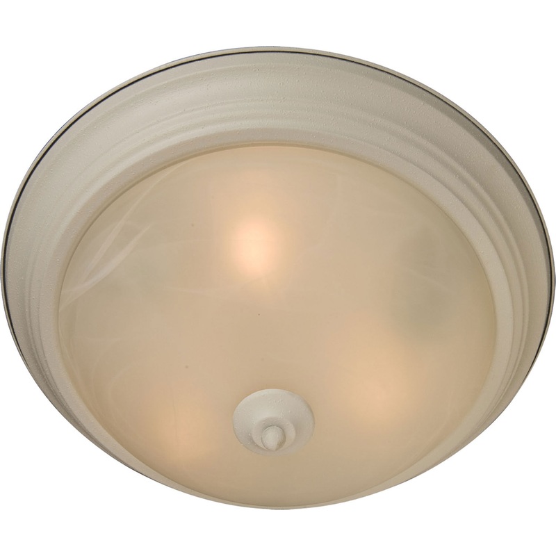 Essentials 3-Light Flush Mount in Textured White with Marble Glass