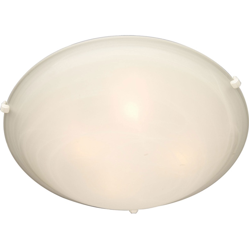 Malaga 2-Light Flush Mount in White with Marble Glass