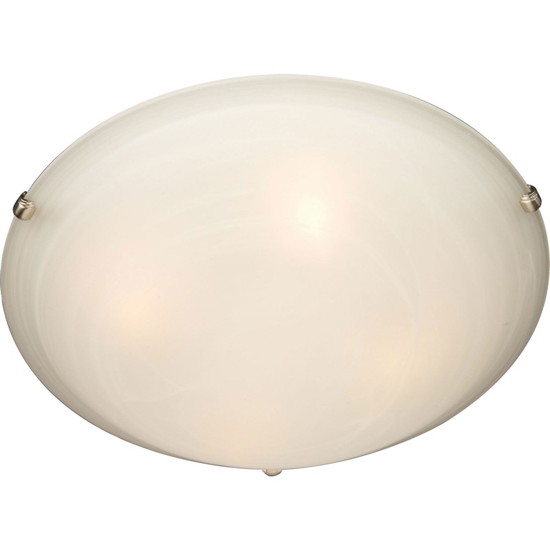 Malaga 3-Light Flush Mount in Satin Nickel with Marble Glass