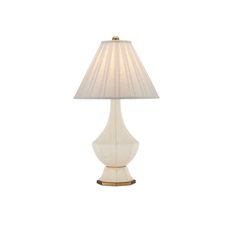 1-Light Table Lamp in Beige & Antique Brass