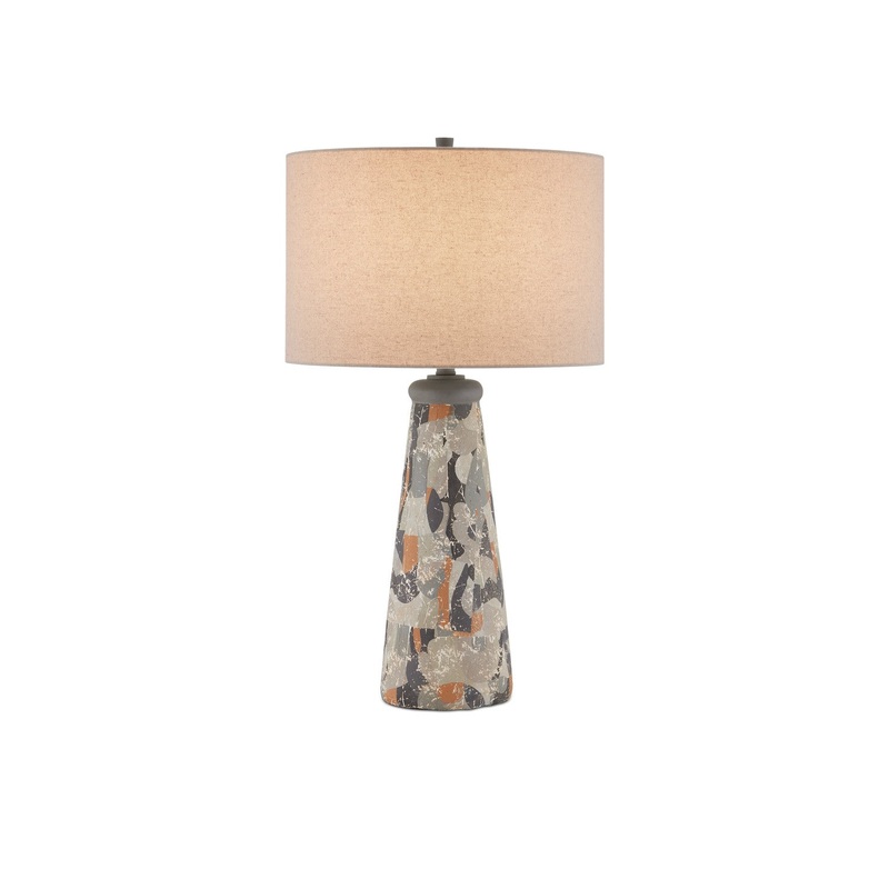 1-Light Table Lamp in Charcoal Gray & Matte Black & Brown