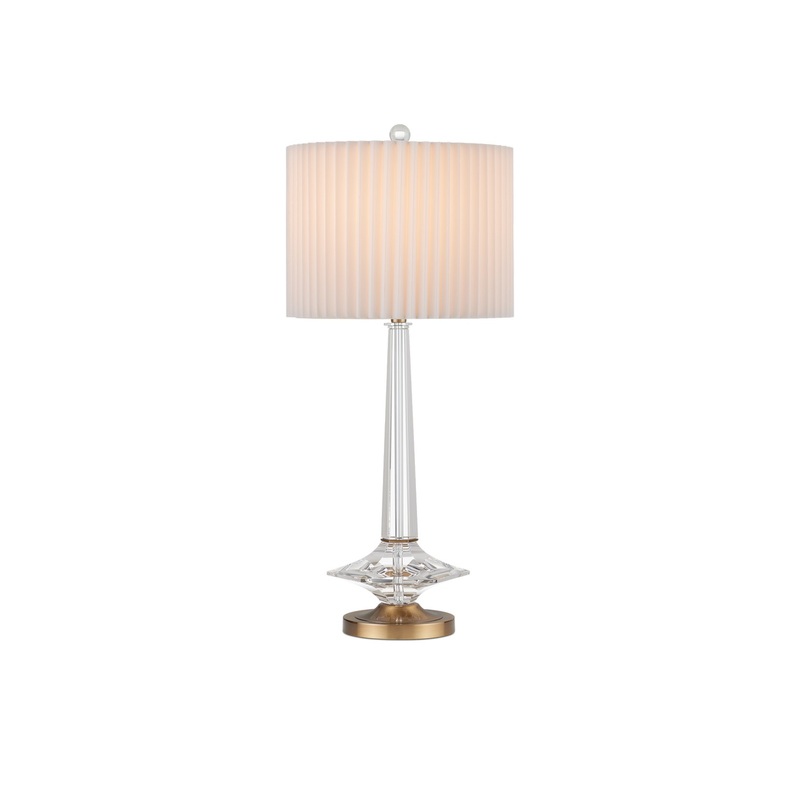 1-Light Table Lamp in Clear & Antique Brass