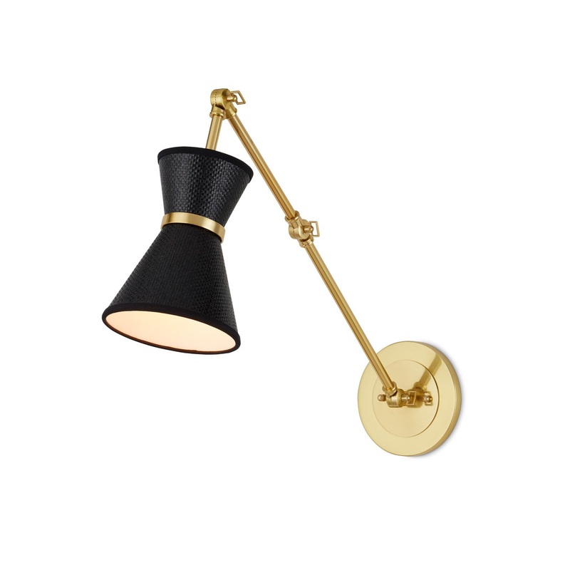 Avignon 1-Light Wall Sconce in Polished Brass & Black