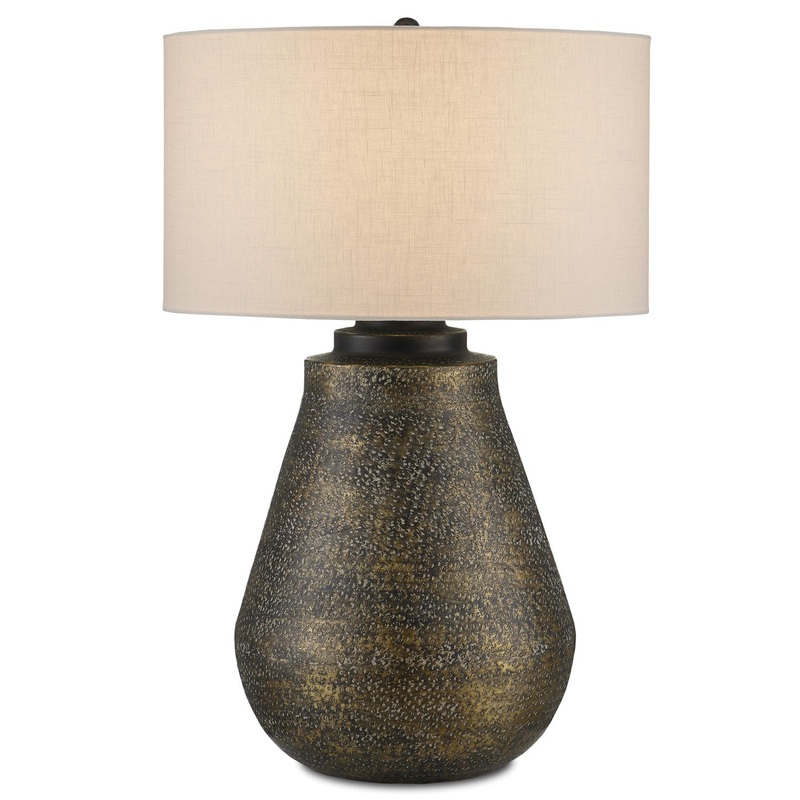 Brigadier 1-Light Table Lamp in Antique Brass & Black & Whitewash
