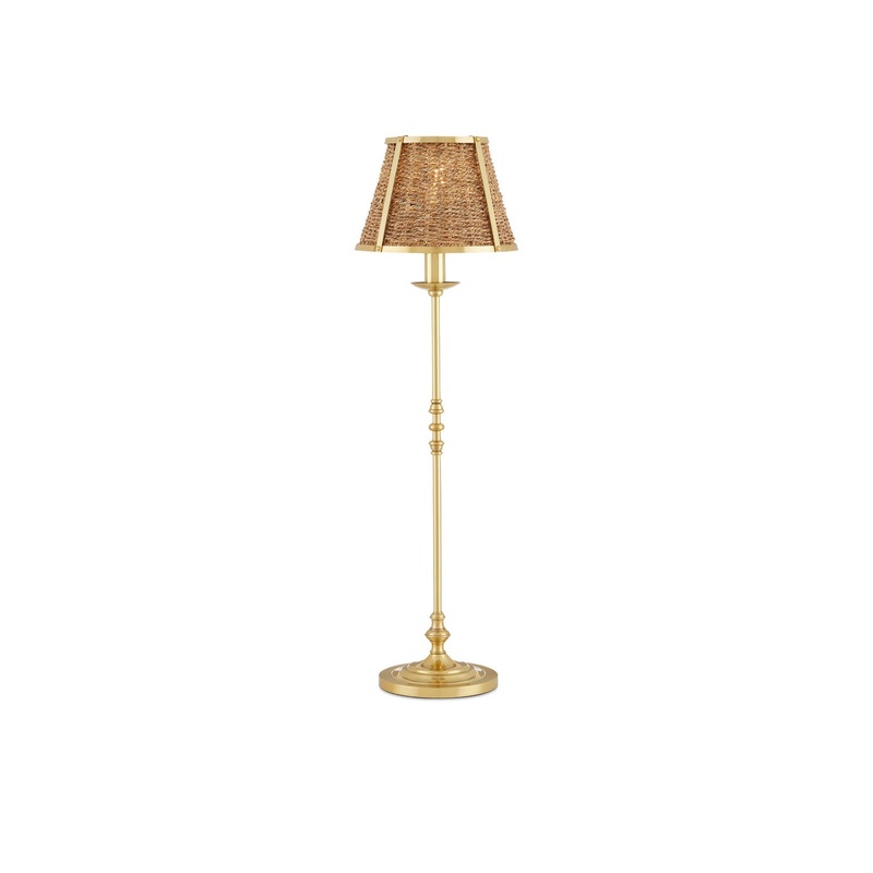Deauville 1-Light Table Lamp in Polished Brass & Natural