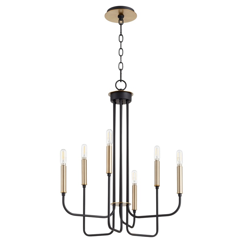 Hope Chandelier in Textured Black with Aged Brass