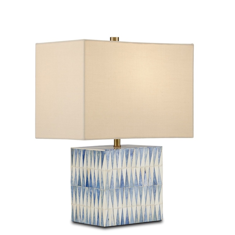 Nadene 1-Light Table Lamp in Blue & White