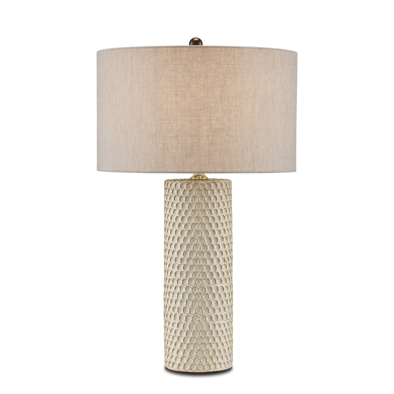 Polka Dot 1-Light Table Lamp in Ivory & Brown & Polished Brass