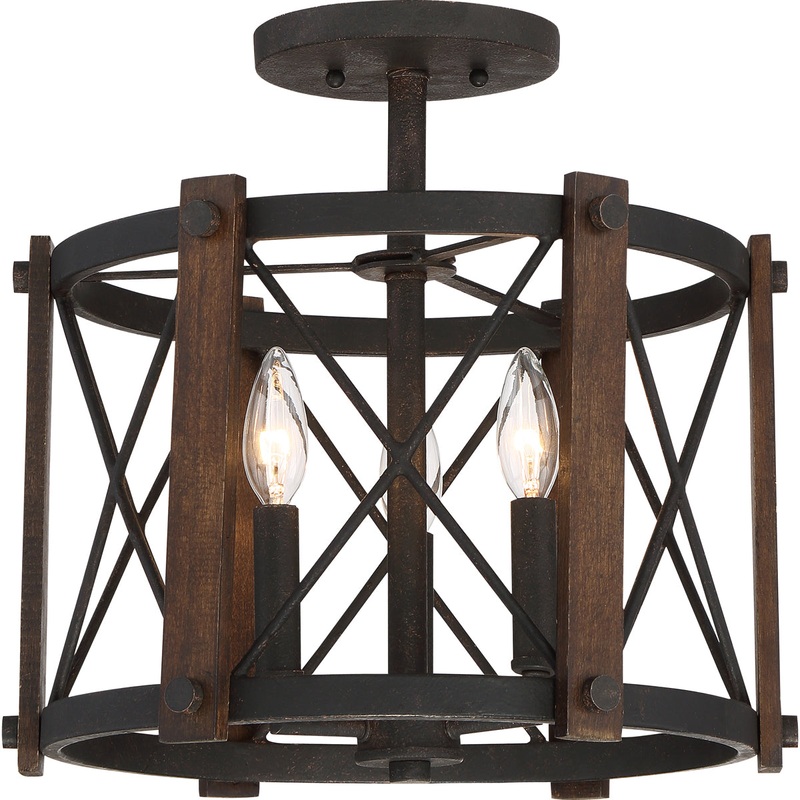 Baron 3-Light Semi-Flush Mount in Marcado Black