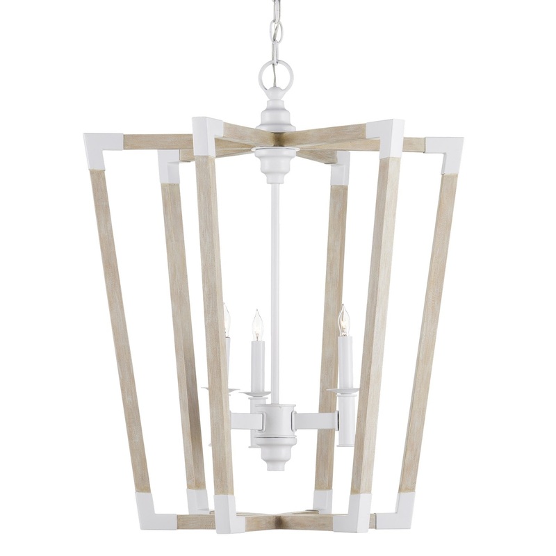 Bastian 3-Light Lantern in Sugar White & Sandstone