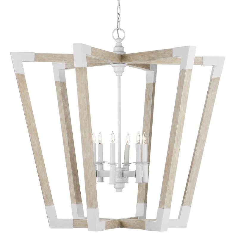 Bastian 6-Light Lantern in Sugar White & Sandstone