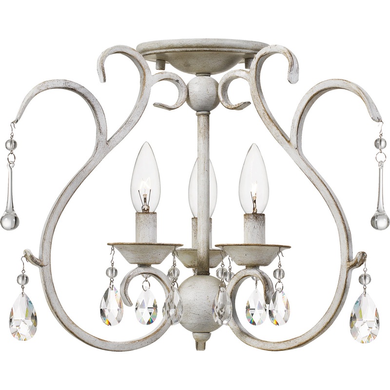 Blanca 3-Light Semi-Flush Mount in Antique White