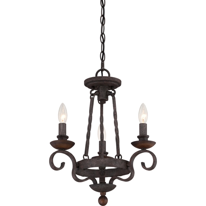 Noble 3-Light Chandelier in Rustic Black