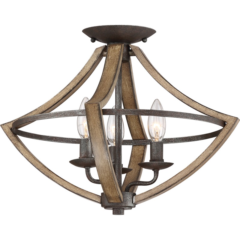 Shire 3-Light Flush Mount in Rustic Black