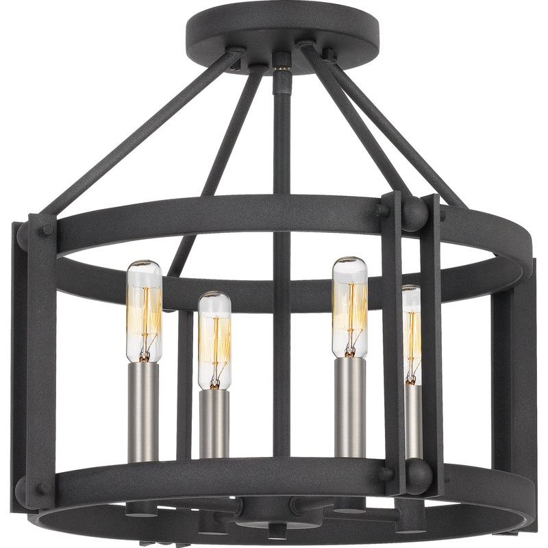 Victor 4-Light Semi-Flush Mount in Mottled Black