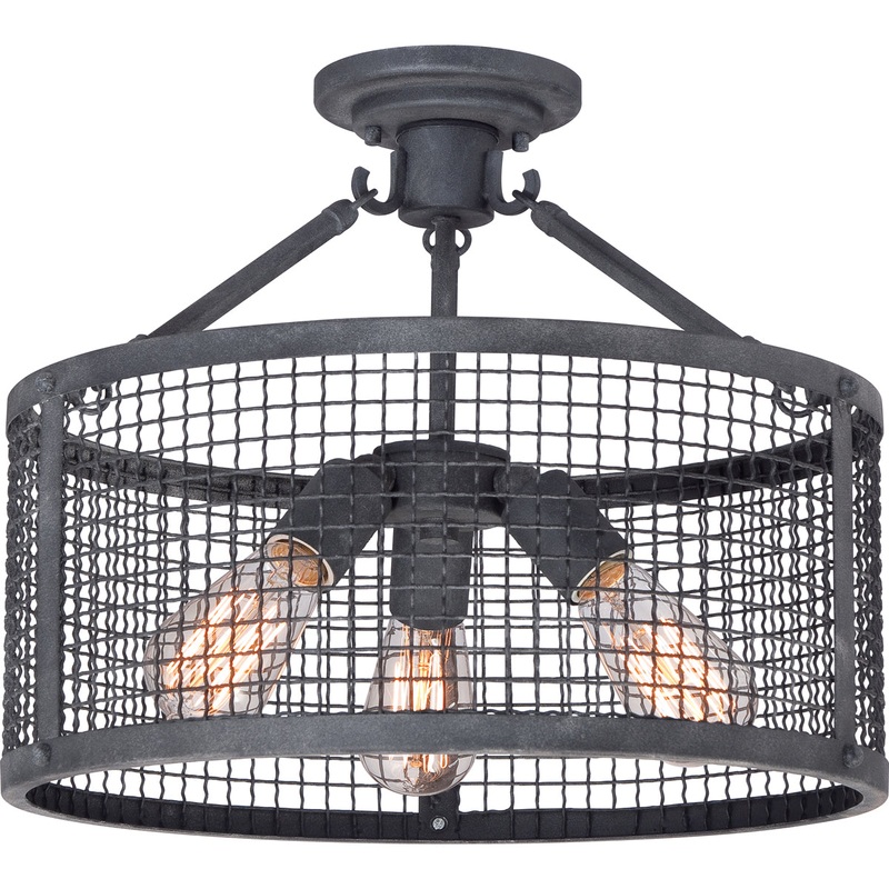 Wilder 3-Light Semi-Flush Mount in Mottled Black